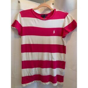 Ralph Lauren Pink Stripe T-Shirt Sz M